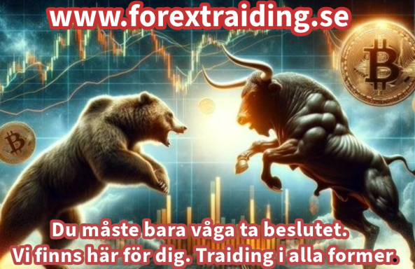 Björnar och tjurar slåss med Bitcoin-symboler och handelsdiagram i bakgrunden.